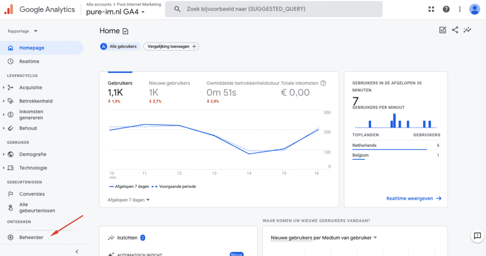 Toegang verlenen tot Google Analytics 4 (nieuw), stap 1