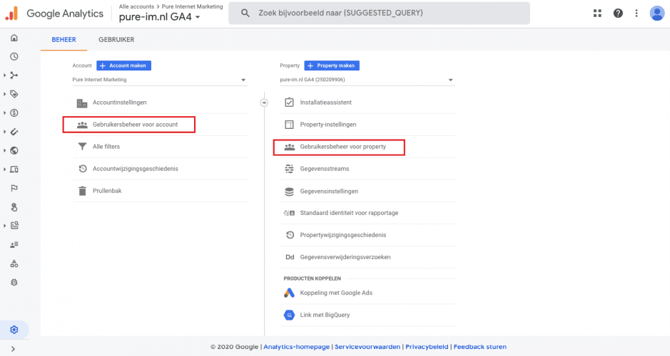 Toegang verlenen tot Google Analytics 4 (nieuw), stap 2