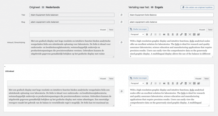 Hoe vertaal ik een product in WooCommerce?, stap 4