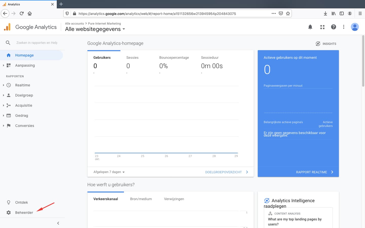 Toegang verlenen tot Google Analytics (oud), stap 1