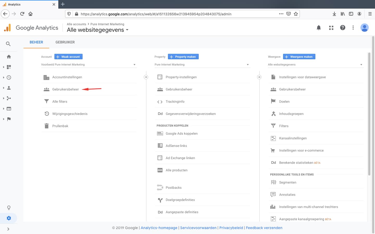 Toegang verlenen tot Google Analytics (oud), stap 2