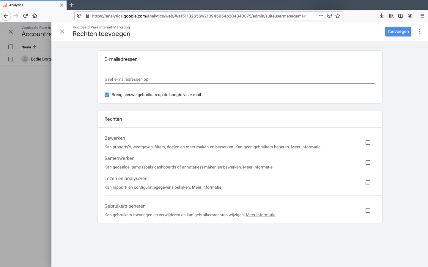 Toegang verlenen tot Google Analytics (oud), stap 3